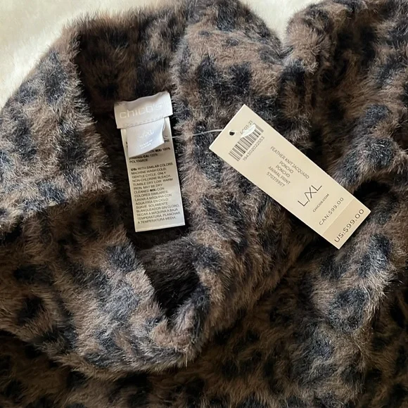 Chico’s feather knit jacquard animal print poncho - Picture 4 of 6